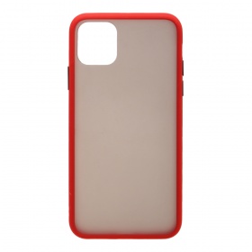 Накладка iPhone 11 Pro Max пластиковая прозрачная матовая черная стенка с красным бампером