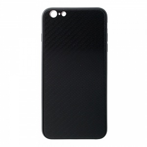 Накладка iPhone 6/6S Plus силиконовая с металлической вставкой карбон черная