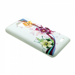 Накладка Lenovo A536 силиконовая рисунки со стразами Цветы с полосками на белом фоне