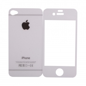 Закаленное стекло iPhone 4/4S двуст блестящее белое