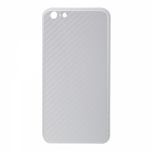 Накладка iPhone 6/6S Plus силиконовая с металлической вставкой карбон серебро