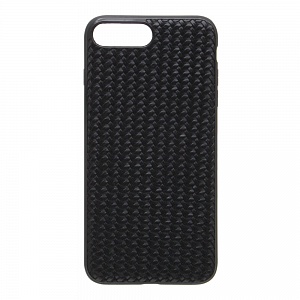 Накладка iPhone 7/8 Plus резиновая плетеная под кожу черная