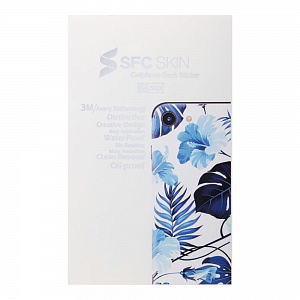 Наклейка iPhone X на корпус SFC SKIN Цветы голубая
