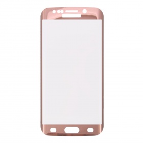 Закаленное стекло Samsung G925F/S6 Edge закругленное хром розовое золото