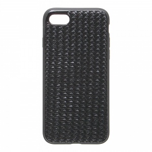 Накладка iPhone 7/8 резиновая плетеная под кожу черная