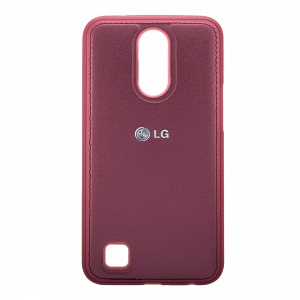 Накладка LG K10 2017/M250 резиновая под кожу с логотипом бордовая