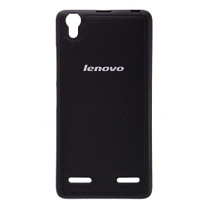 Накладка Lenovo A6000/A6010 резиновая под кожу с логотипом черная