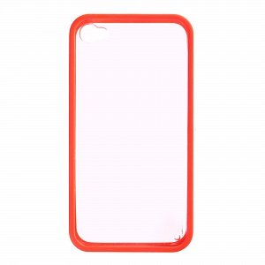 Накладка iPhone 4/4S пластиковая прозрачная стенка с красным бампером