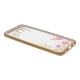Накладка Samsung G955F/S8 Plus силиконовая прозр с хром бампер рисунки со стразами Цветы розовые зол