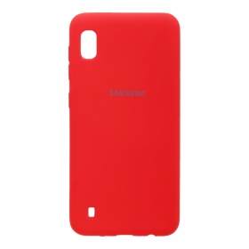 Накладка Samsung A10 2019/A105F резиновая матовая Soft touch с логотипом красная