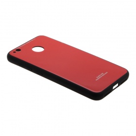 Накладка Xiaomi Redmi 4X пластиковая с резиновым бампером стеклянная красная