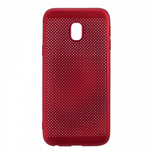 Накладка Samsung J3 2017/J330F силиконовая бархатная с сеточкой красная