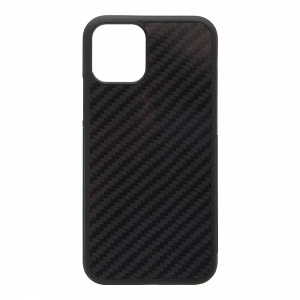 Накладка iPhone 11 Pro пластиковая с резиновым бампером карбон черная