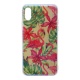 Накладка iPhone X/XS силиконовая с переливом Фламинго в цветах с листьями