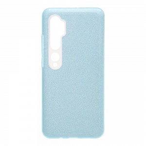Накладка Xiaomi Mi Note 10/10 Pro силиконовая с пластиковой вставкой блестящая голубая