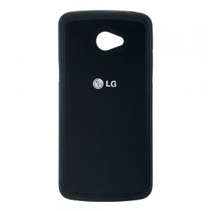 Накладка LG K5/X220DS резиновая под кожу с логотипом черная