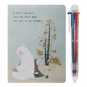 Блокнот AJ0103 Медведь 148x113 мм серый + ручка