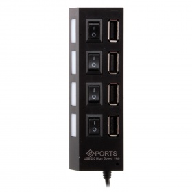 USB-хaб на 4 порта с 4 выключателями черный
