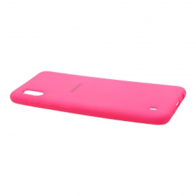 Накладка Samsung A10 2019/A105F резиновая матовая Soft touch с логотипом ярко-розовая