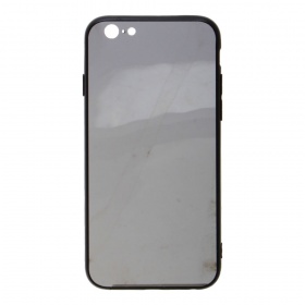 Накладка iPhone 6/6S пластиковая с силиконовым бампером зеркальная серебро