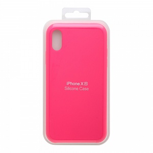 Накладка iPhone XR Silicone Case прорезиненная ярко-розовая
