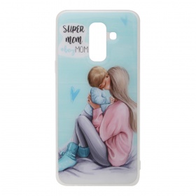 Накладка Samsung A6 Plus 2018/A605F силиконовая лаковая антигравитационная Super mom #boy mom