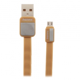 Кабель micro USB Remax Metal RC-044m плоский золото 1000 мм