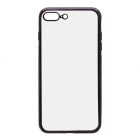 Накладка iPhone 7/8 Plus силиконовая прозрачная с хромированным бампером рельефная графит