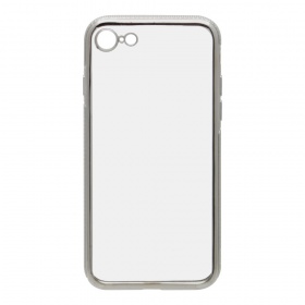 Накладка iPhone 7/8 силиконовая прозрачная с хромированным бампером рельефная
