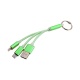 Кабель 2 выхода Lightning 8-pin - Micro USB брелок зеленый 100 мм