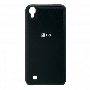 Накладка LG X Power/K220DS резиновая под кожу с логотипом черная