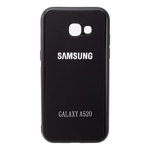 Накладка Samsung A5 2017/A520F силиконовая с метал вставкой и логотипом черная