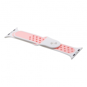 Браслет для Apple Watch 42/44 мм силиконовый с перфорацией бело-розовый