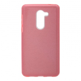 Накладка Huawei Honor 6X силиконовая с пластиковой вставкой блестящая розовая
