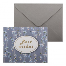 Открытка AY-20 Best wishes с конвертом Цветы на сером фоне 105x135 мм