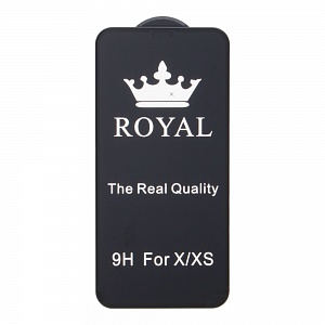 Закаленное стекло iPhone X/XS 3D черное 9H Royal в тех.пакете