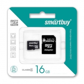 К.П. 16 Гб MicroSDHC SmartBuy сlass 4+SD ад
