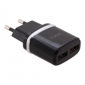 СЗУ с 2 USB 2,4A + кабель Lightning 8-pin Hoco C12 черный