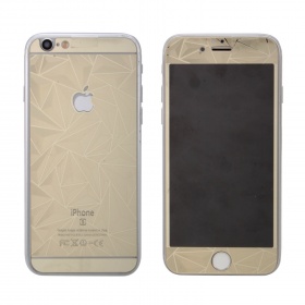 Закаленное стекло iPhone 6/6S двуст узоры золото Glass