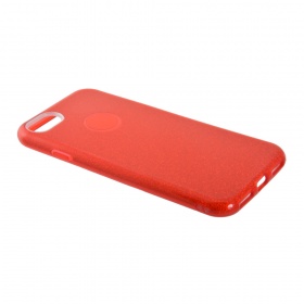 Накладка iPhone 7/8 силиконовая с пластиковой вставкой блестящая красная