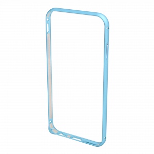 Бампер на iPhone 6/6S металлический с угловым замком голубой
