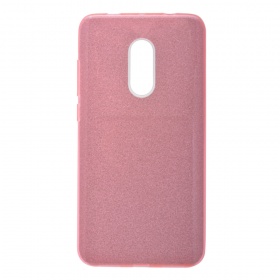 Накладка Xiaomi Redmi Note 4X силиконовая с пластиковой вставкой блестящая розовая