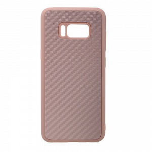 Накладка Samsung G950F/S8 силиконовая с металлической вставкой карбон розовая