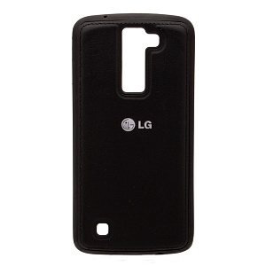 Накладка LG K8/K350E резиновая под кожу с логотипом черная