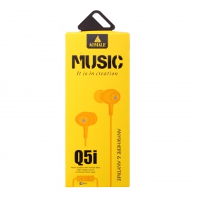 Наушники Aomale Q5i вакуумные с микрофоном желтые