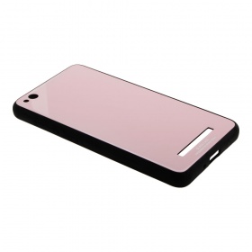 Накладка Xiaomi Redmi 4A пластиковая с резиновым бампером стеклянная розовая