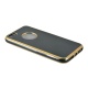 Накладка iPhone 5/5S/SE силиконовая с хромированным бампером с вырезом лаковая черная