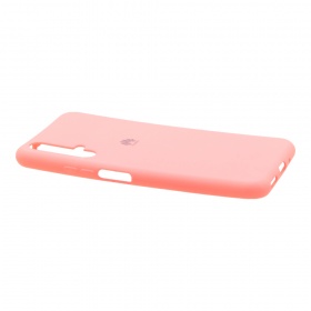 Накладка Huawei Honor 20 резиновая матовая Soft touch с логотипом персиково-розовая