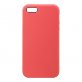 Накладка iPhone 5/5S/SE Silicone Case прорезиненная красная земляника
