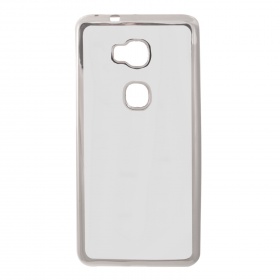 Накладка Huawei Honor 5X силиконовая прозрачная с хромированным бампером серебро